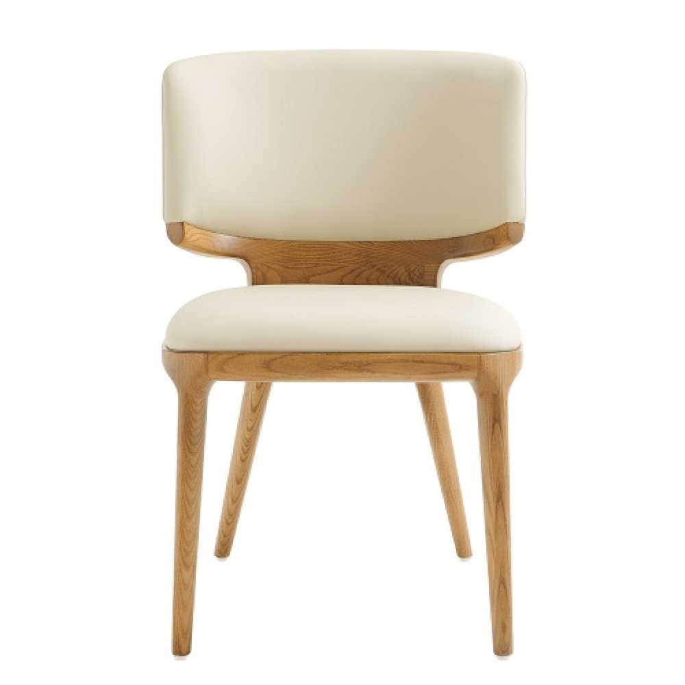 Set of Two Beige And Brown Upholstered Faux Leather King Louis Back Dining Side Chairs HomeRoots
