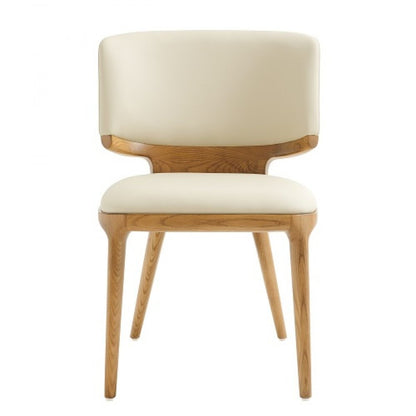 Set of Two Beige And Brown Upholstered Faux Leather King Louis Back Dining Side Chairs HomeRoots