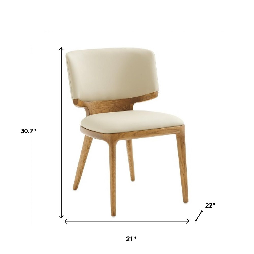 Set of Two Beige And Brown Upholstered Faux Leather King Louis Back Dining Side Chairs HomeRoots