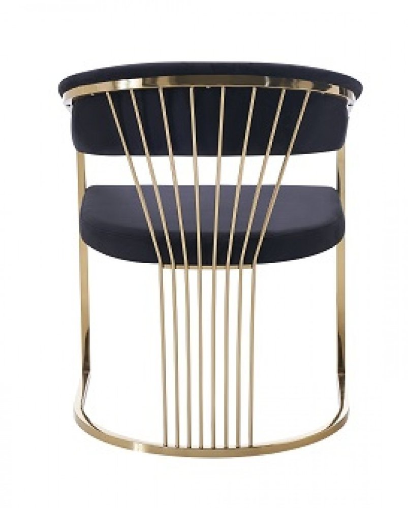 Black And Gold Upholstered Velvet Open Back Dining Arm Chair HomeRoots