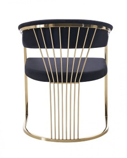 Black And Gold Upholstered Velvet Open Back Dining Arm Chair HomeRoots