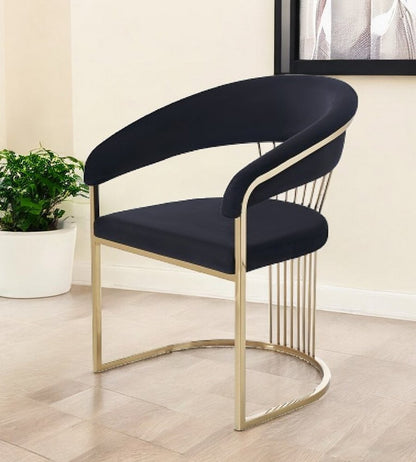 Black And Gold Upholstered Velvet Open Back Dining Arm Chair HomeRoots