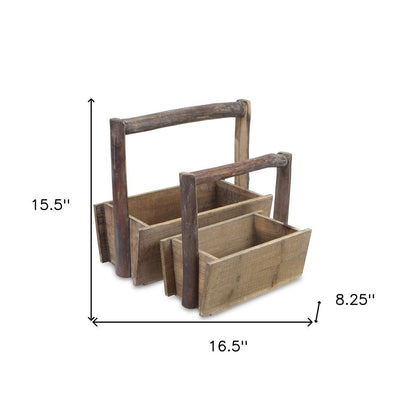 Set of Two Natural Solid Wood Cube or Bin HomeRoots