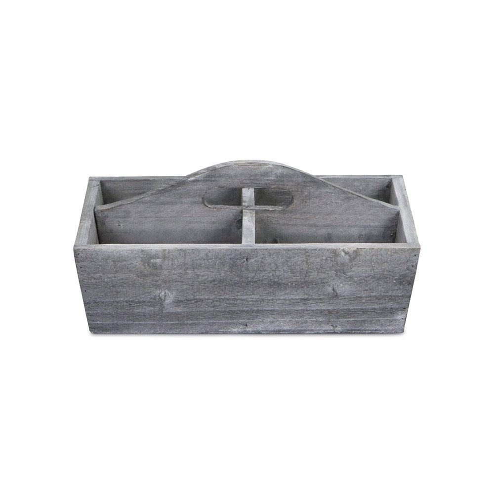 14" Gray Solid Wood Organizing Box HomeRoots