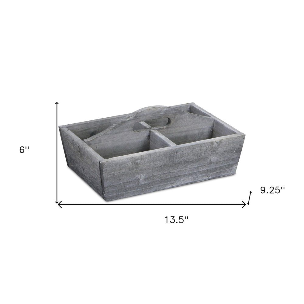 14" Gray Solid Wood Organizing Box HomeRoots