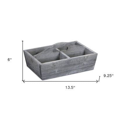 14" Gray Solid Wood Organizing Box HomeRoots