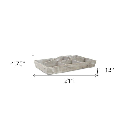 21" Gray Solid Wood Organizing Box