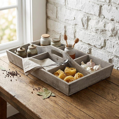 21" Gray Solid Wood Organizing Box HomeRoots