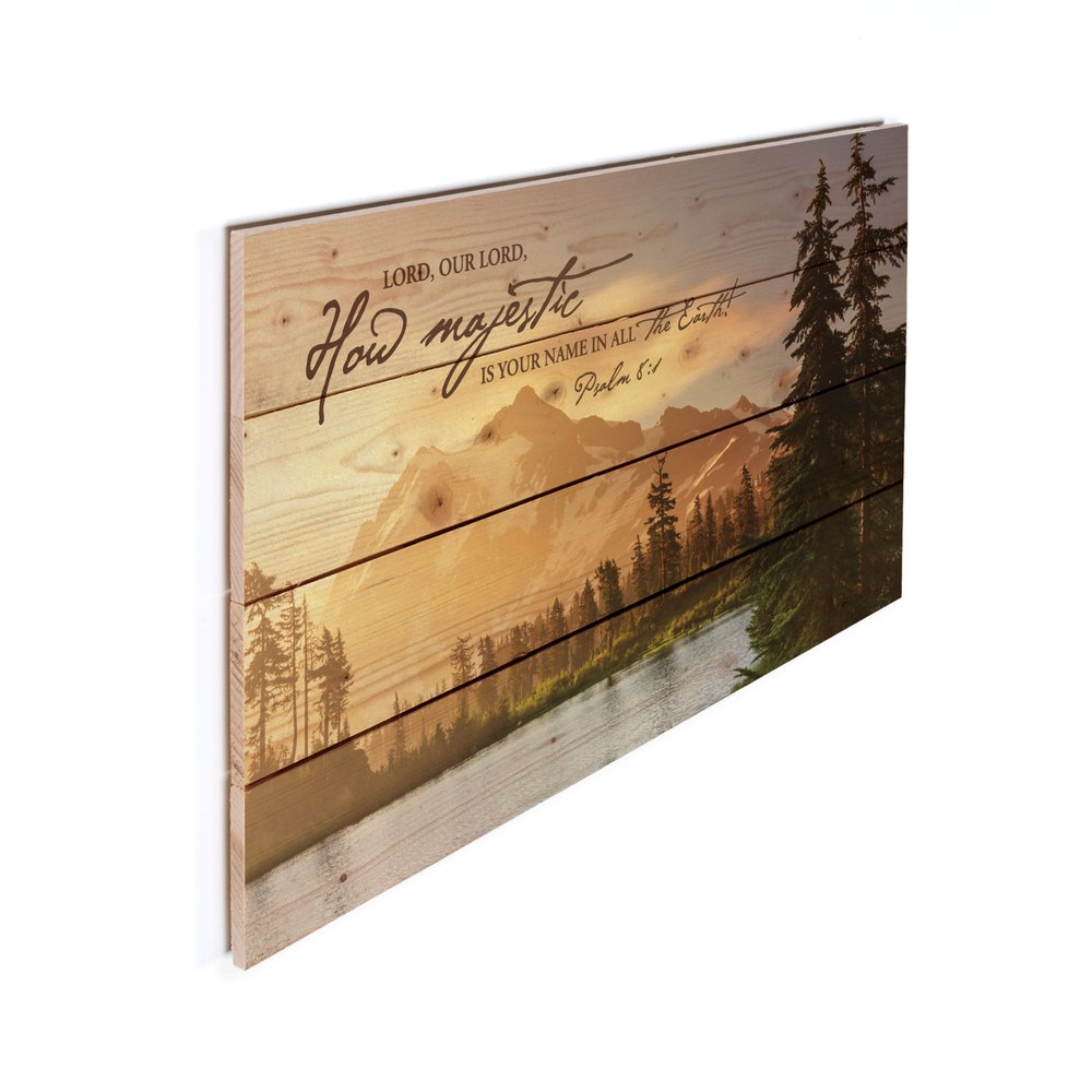 14" X 24" Brown Lord How Majestic Religious Wood Plank Wall Decor — view 4