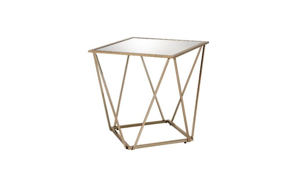 24" Champagne And Silver Glass And Metal Square Mirrored End Table HomeRoots