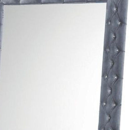 74" Gray Velvet Accent Mirror - FurniFindUSA
