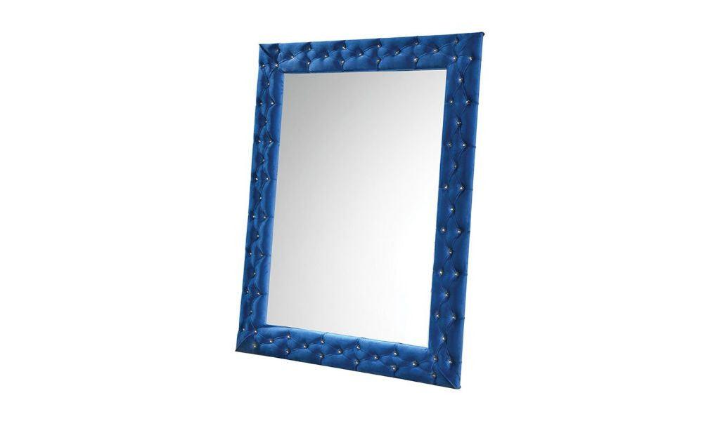 74" Blue Velvet Accent Mirror - FurniFindUSA