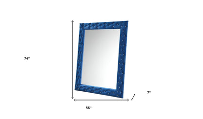 74" Blue Square Wood Framed Mounted Accent Mirror