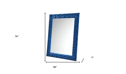 74" Blue Square Wood Framed Mounted Accent Mirror HomeRoots