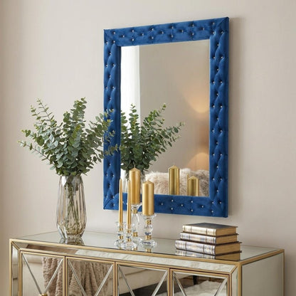 74" Blue Square Wood Framed Mounted Accent Mirror HomeRoots