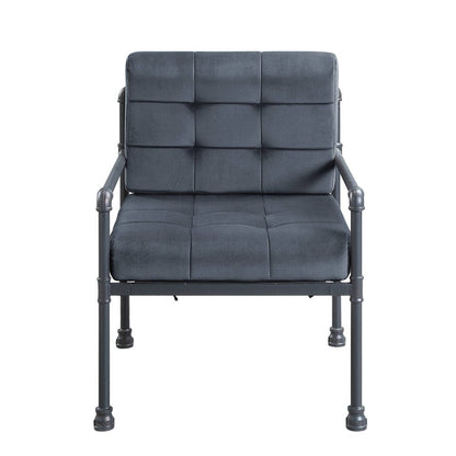 27" Gray and Steel Blue Velvet Arm Chair HomeRoots