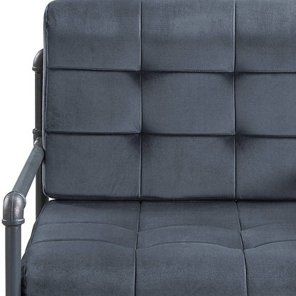 27" Gray and Steel Blue Velvet Arm Chair