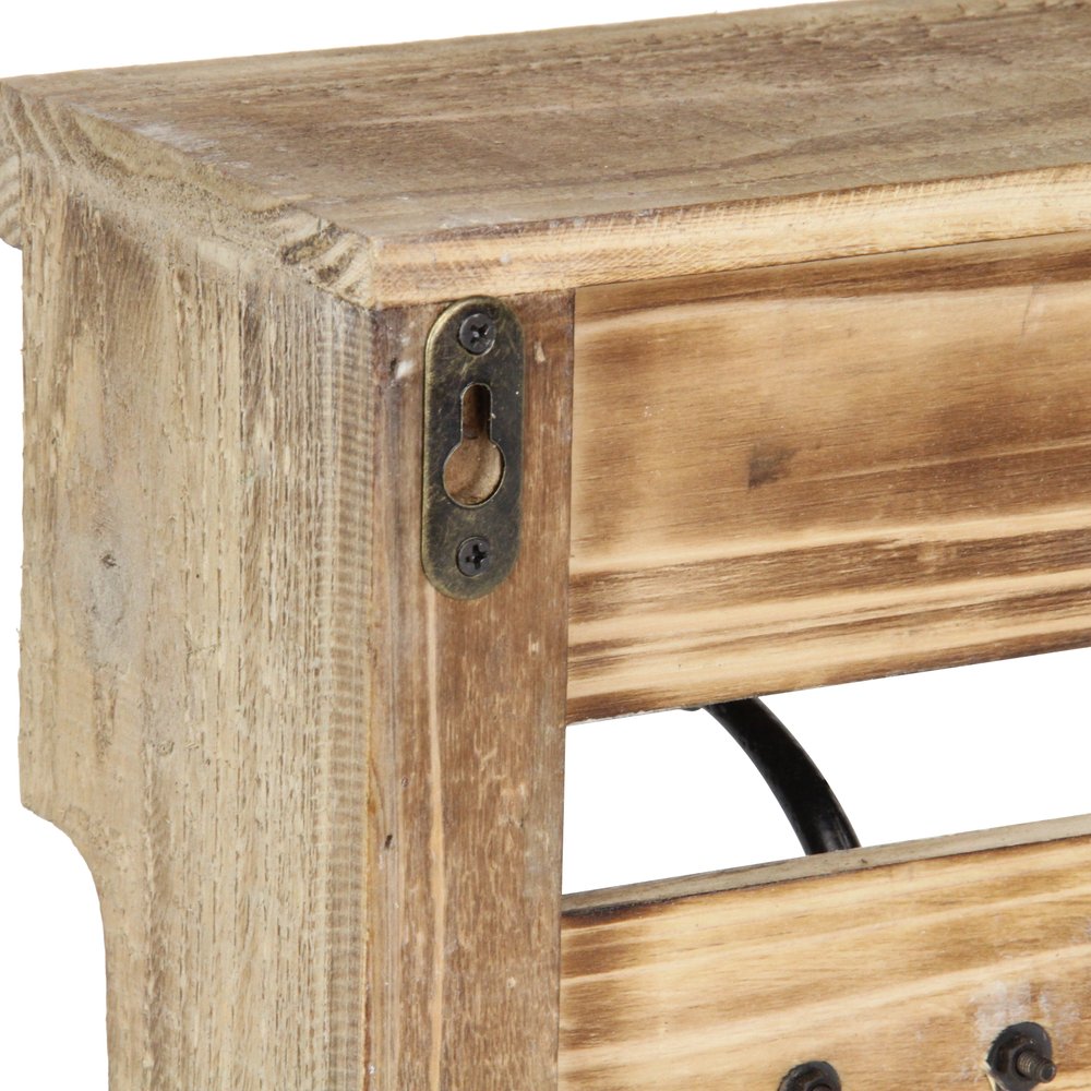 32" Natural Wood Five Hook Wall Mount Coat Rack HomeRoots