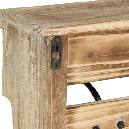 32" Natural Wood Five Hook Wall Mount Coat Rack HomeRoots