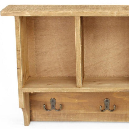 30" Natural Wood Four Hook Wall Mount Coat Rack HomeRoots