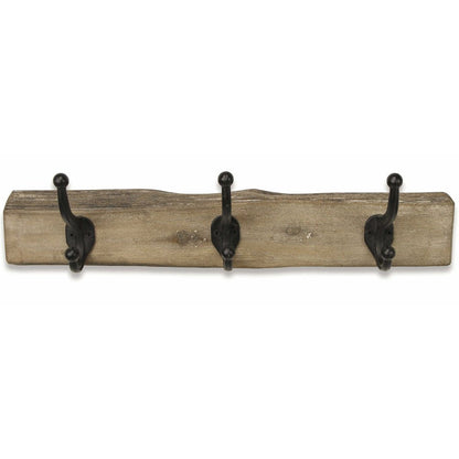 19" Brown Natural Rustic Live Edge Wood Three Hook Wall Mount Coat Rack HomeRoots