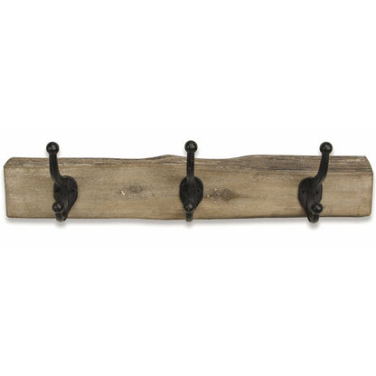 19" Brown Natural Rustic Live Edge Wood Three Hook Wall Mount Coat Rack HomeRoots