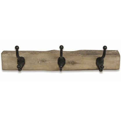 19" Brown Natural Rustic Live Edge Wood Three Hook Wall Mount Coat Rack HomeRoots