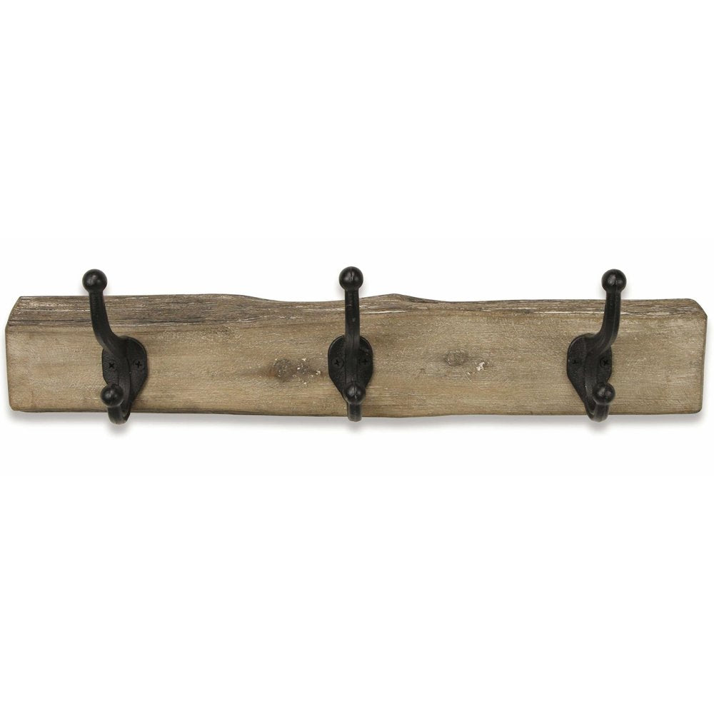 19" Brown Natural Rustic Live Edge Wood Three Hook Wall Mount Coat Rack HomeRoots