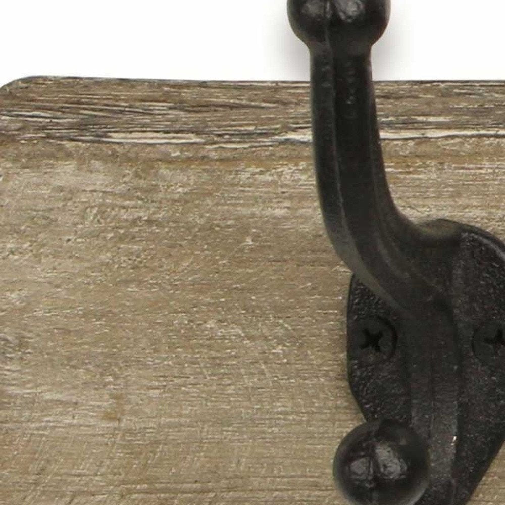 19" Brown Natural Rustic Live Edge Wood Three Hook Wall Mount Coat Rack HomeRoots