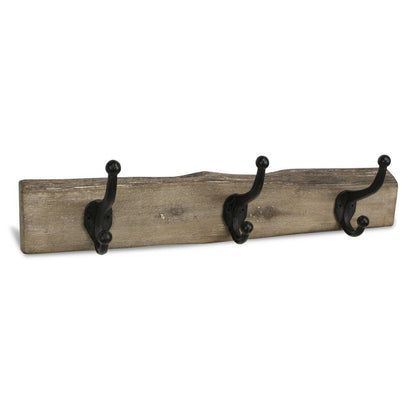 19" Brown Natural Rustic Live Edge Wood Three Hook Wall Mount Coat Rack HomeRoots