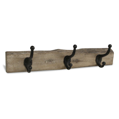 19" Brown Natural Rustic Live Edge Wood Three Hook Wall Mount Coat Rack HomeRoots