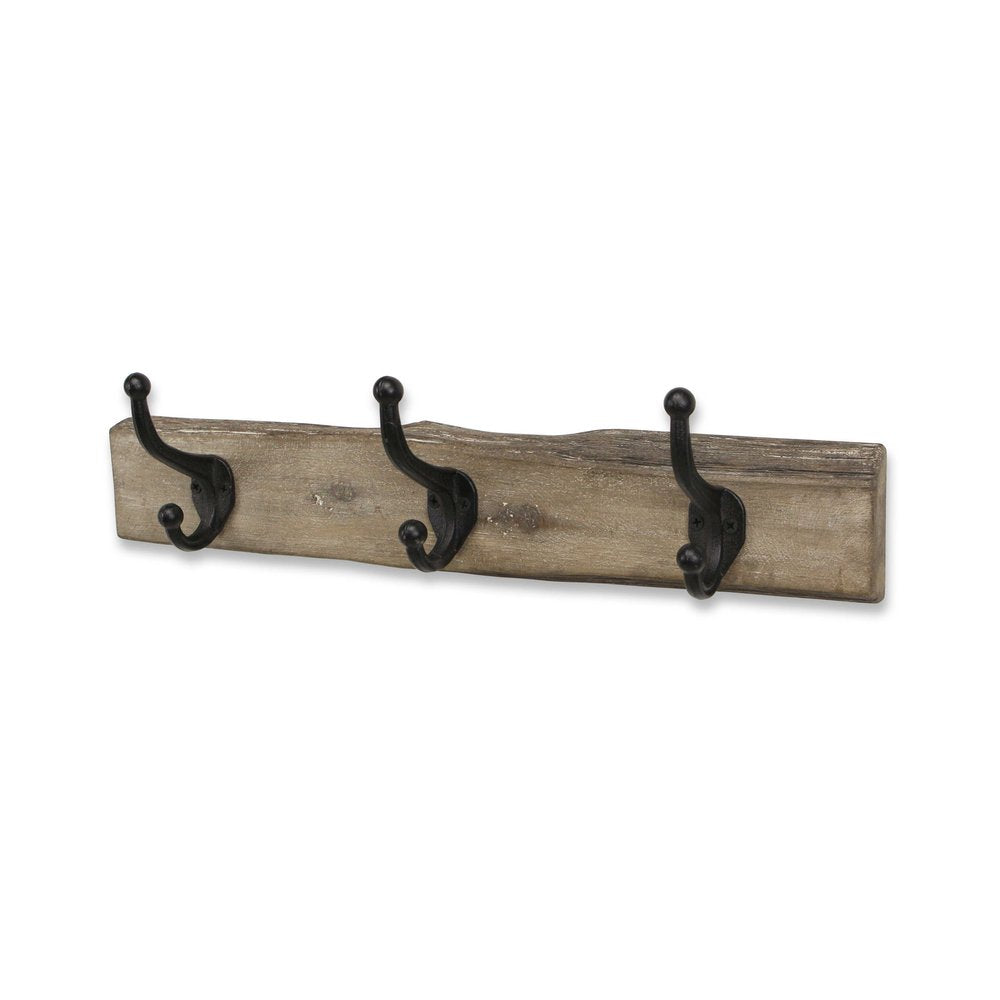 19" Brown Natural Rustic Live Edge Wood Three Hook Wall Mount Coat Rack HomeRoots