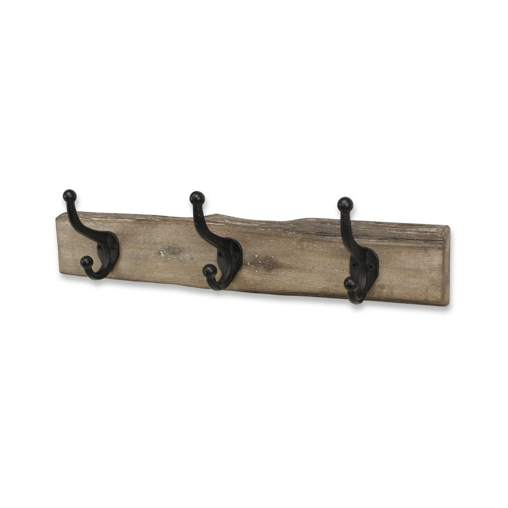19" Brown Natural Rustic Live Edge Wood Three Hook Wall Mount Coat Rack HomeRoots