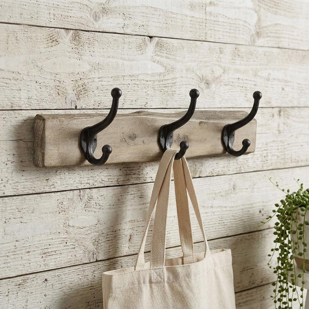 19" Brown Natural Rustic Live Edge Wood Three Hook Wall Mount Coat Rack HomeRoots
