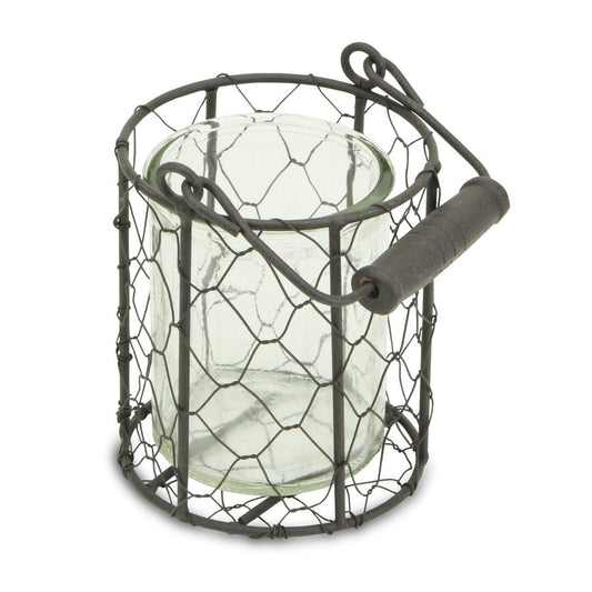 5" Clear And Brown Metal Tabletop Lantern Candle Holder HomeRoots