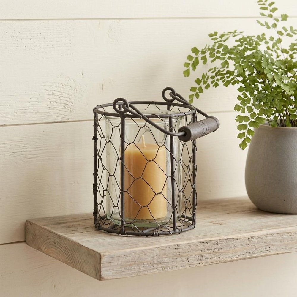 5" Clear And Brown Metal Tabletop Lantern Candle Holder HomeRoots
