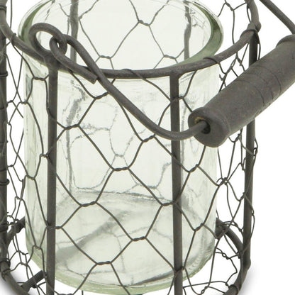 5" Clear And Brown Metal Tabletop Lantern Candle Holder HomeRoots