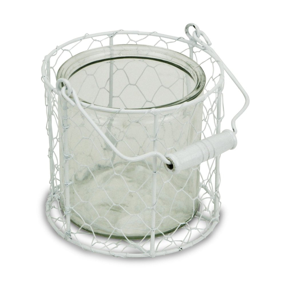 5" White Metal Tabletop Lantern Candle Holder HomeRoots