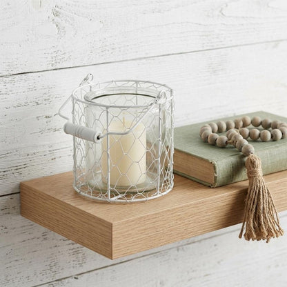 5" White Metal Tabletop Lantern Candle Holder HomeRoots
