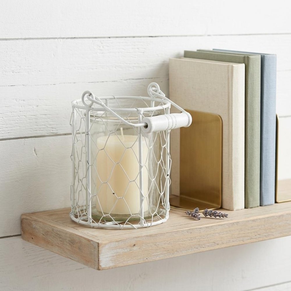 5" White Metal Tabletop Lantern Candle Holder — view 6
