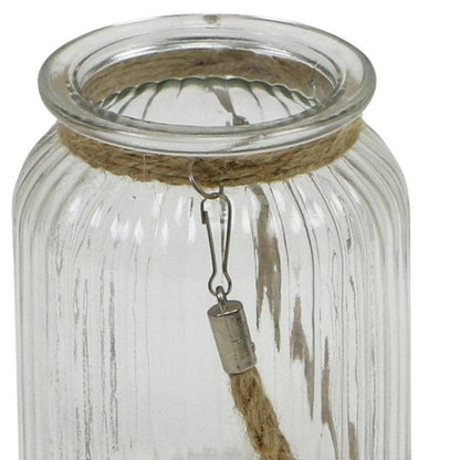 6" Brown And Clear Glass Tabletop Lantern Candle Holder HomeRoots