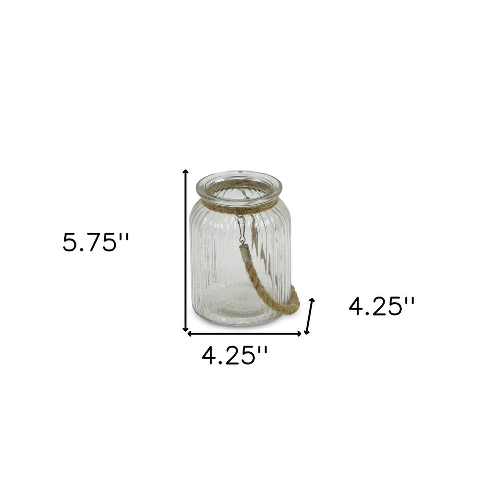 6" Brown And Clear Glass Tabletop Lantern Candle Holder HomeRoots