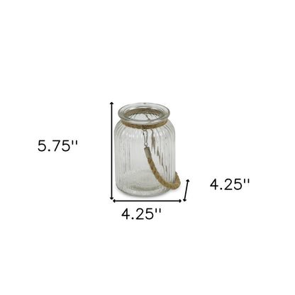 6" Brown And Clear Glass Tabletop Lantern Candle Holder HomeRoots