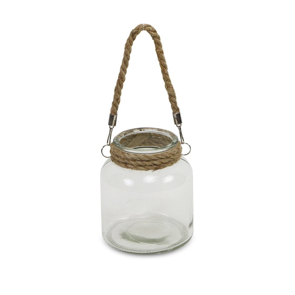 6" Clear and Brown Glass Tabletop Lantern Candle Holder HomeRoots