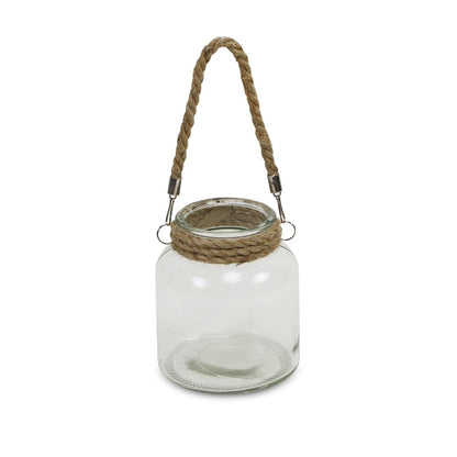 6" Clear and Brown Glass Tabletop Lantern Candle Holder HomeRoots