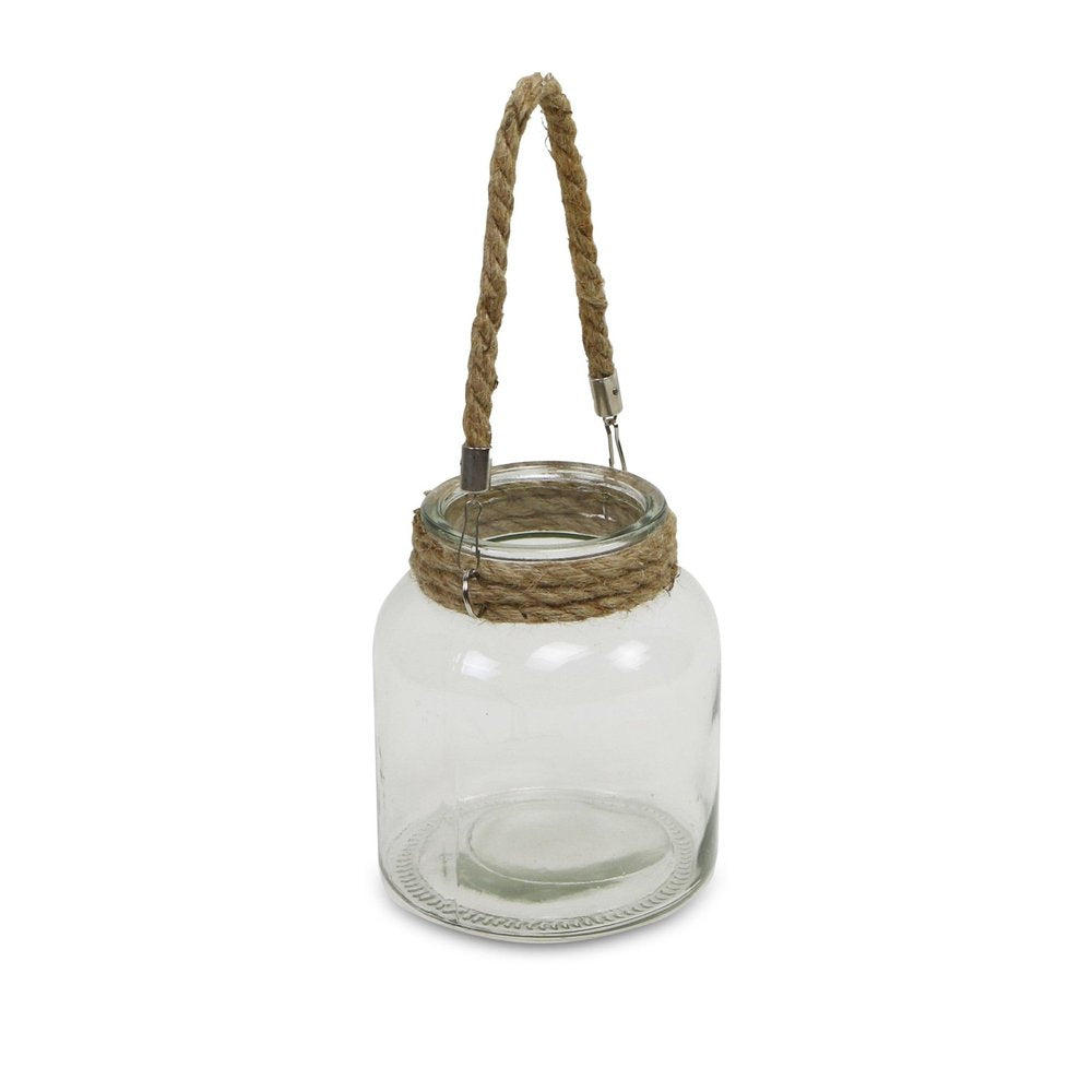 6" Clear and Brown Glass Tabletop Lantern Candle Holder HomeRoots