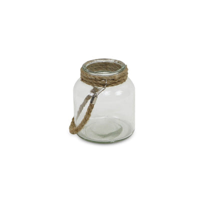 6" Clear and Brown Glass Tabletop Lantern Candle Holder HomeRoots
