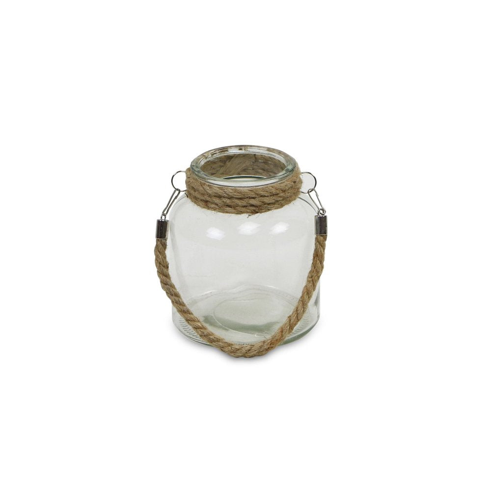 6" Clear and Brown Glass Tabletop Lantern Candle Holder HomeRoots