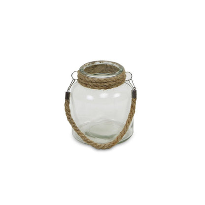 6" Clear and Brown Glass Tabletop Lantern Candle Holder HomeRoots