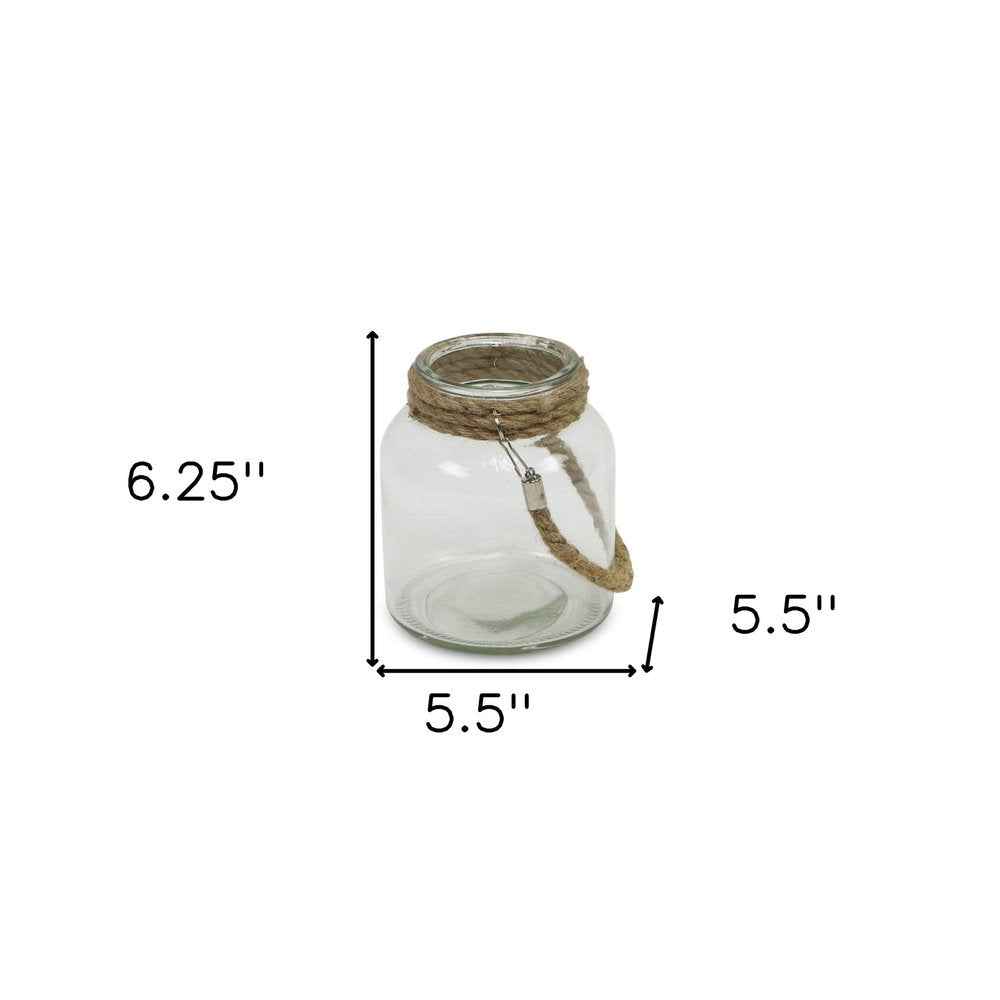 6" Clear and Brown Glass Tabletop Lantern Candle Holder HomeRoots